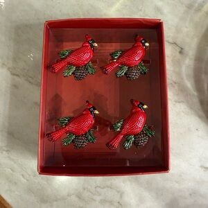 Lenox Red Cardinal Napkin Rings Set